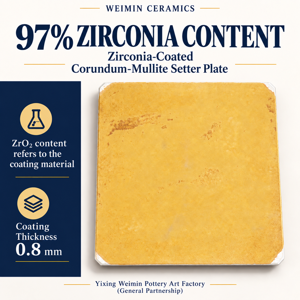 Zirconia-Coated Corundum-Mullite Setter Plate - product image 3